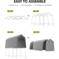 Motorcycle Storage Sheds 7x15 FT, Portable Shed With Rolled Up Zipper Door, Waterproof, Storage Tent Heavy Duty For Motorcycle, Garden Tools, Grey -Home Decor Store GUEST 2a180e2f 0112 4e3c bc0c b3a02776948a