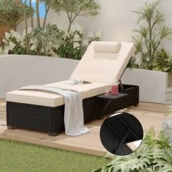 Outdoor PE Wicker Chaise Lounge Chairs Set Of 2 Patio Brown Rattan Reclining Chair Adjustable Backrest Pool Sunbathing Recliners With Cushion Cover -Home Decor Store GUEST 2bbcc372 30b7 4ebe 837b a510d6c6f916