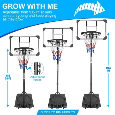 Portable Basketball Hoop Outdoor 28Inch Backboard And Wheels 5.6ft - 7ft Adjustable Height Basketball Stand For Indoor Outdoor Basketball Goal 4 Portable Basketball Hoop Outdoor 28Inch Backboard And Wheels 5.6ft - 7ft Adjustable Height Basketball Stand For Indoor Outdoor Basketball Goal - Image 4
