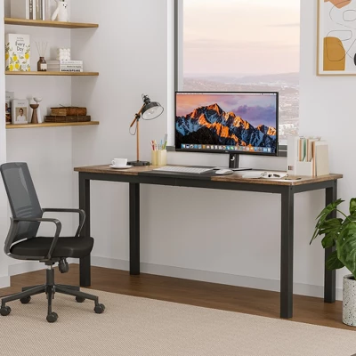 WhizMax 63 Inch Computer Desk, Large Office Desk With Black Metal Frame, Modern Simple Style Gaming Desk, Sturdy Writing Workstatio 4 WhizMax 63 Inch Computer Desk, Large Office Desk With Black Metal Frame, Modern Simple Style Gaming Desk, Sturdy Writing Workstatio - Image 4