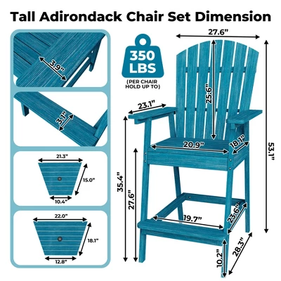 Outdoor Adirondack Barstools With Connecting Tray, Tall Adirondack Chairs Bar Chairs For Deck, Balcony, Backyard, Patio Bar Stool Chair With High Back 1 Outdoor Adirondack Barstools With Connecting Tray, Tall Adirondack Chairs Bar Chairs For Deck, Balcony, Backyard, Patio Bar Stool Chair With High Back