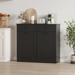 Double Tilt Out Trash Cabinet 20 Gallon,Hidden Wooden Trash Can Cabinet With Deodorizing Function -Home Decor Store GUEST 2e0031d0 45c0 453b b10e fe1e8203f0cd