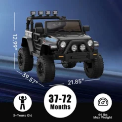 12V Kids Ride On Truck Car - 2 Speeds, Spring Suspension, Remote Control, LED Lights, MP3 Player, Safety Belt -Home Decor Store GUEST 2eb350fc c10d 4991 9e45 91d3e549a7bd