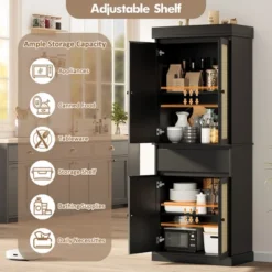 Kitchen Pantry Cabinet, Tall Storage Cabinet With Glass Doors And Adjustable Shelves, Freestanding Cupboard With Drawer For Bathroom, Dining Room, Living Room -Home Decor Store GUEST 2f176353 43c2 4753 831e b706b0d8c080