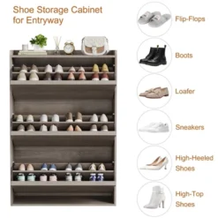 Shoe Cabinet With 3 Flip Drawers, Modern Shoe Storage For Entryway, Wooden Shoe Organizer Cabinet With Adjustable Shelf, For Hallway, Grey 13 Shoe Cabinet With 3 Flip Drawers, Modern Shoe Storage For Entryway, Wooden Shoe Organizer Cabinet With Adjustable Shelf, For Hallway, Grey -Home Decor Store GUEST 2f9a80b6 22e2 480d af8a d0a178cd313e