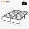 Twin Size Bed Frame Platform, 14 Inch Metal Twin Bedframe With 3 In 1 Sturdy Steel Support, No Box Spring Needed Black Mattress Frame