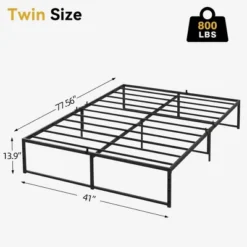 Twin Size Bed Frame Platform, 14 Inch Metal Twin Bedframe With 3 In 1 Sturdy Steel Support, No Box Spring Needed Black Mattress Frame