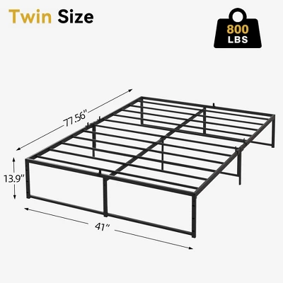 Twin Size Bed Frame Platform, 14 Inch Metal Twin Bedframe With 3 In 1 Sturdy Steel Support, No Box Spring Needed Black Mattress Frame 1 Twin Size Bed Frame Platform, 14 Inch Metal Twin Bedframe With 3 In 1 Sturdy Steel Support, No Box Spring Needed Black Mattress Frame