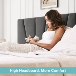 WhizMax Bed Frame With Adjustable Headboard, Linen Upholstered Platform Bedframe With Strong Wooden Slats, No Box Spring Needed, Easy Assembly, Grey -Home Decor Store GUEST 32658897 d407 4252 b4b7 d217090c0ee4