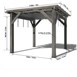 10x12x7.5FT Cedar Pergola Outdoor Wood Pergola With Canopy, Solid Structure Shelter For Deck, Garden, Backyard, And Lawn - Grey Charcoal 18 10x12x7.5FT Cedar Pergola Outdoor Wood Pergola With Canopy, Solid Structure Shelter For Deck, Garden, Backyard, And Lawn - Grey Charcoal -Home Decor Store GUEST 33add4d0 3811 48b5 90fc 362839257bd9