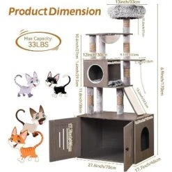 Cat Tree With Litter Box Enclosure, Hidden Litter Box Tree With Sisal Scratching Post And Soft Plush Perch -Home Decor Store GUEST 351bdc9a aaf0 47d8 b188 2166ce40c542