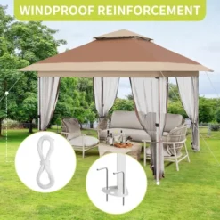 WhizMax Pop Up Outdoor Gazebo With Removable Curtains And Silver Coated Canopy -Home Decor Store GUEST 37022d3f 948e 4e1c ab4a 18932819a944