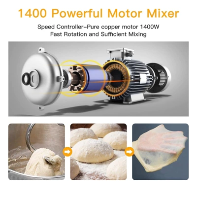 7.5QT Stand Food Mixer, 10-Speed Tilt Head 3-In-1 Kitchen Electric Mixer With Stainless Steel Bowl, Egg Whisk, Dough Hook 2 7.5QT Stand Food Mixer, 10-Speed Tilt Head 3-In-1 Kitchen Electric Mixer With Stainless Steel Bowl, Egg Whisk, Dough Hook - Image 2