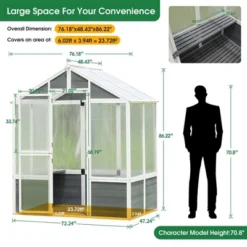 76''x48''x86'' Greenhouse With Front Entry Door Outdoor Walk-in Winter Gardening Greenhouse Garden Shed For Patio Backyard Lawn -Home Decor Store GUEST 39100162 41eb 4418 afa4 c255d1ee0ba9