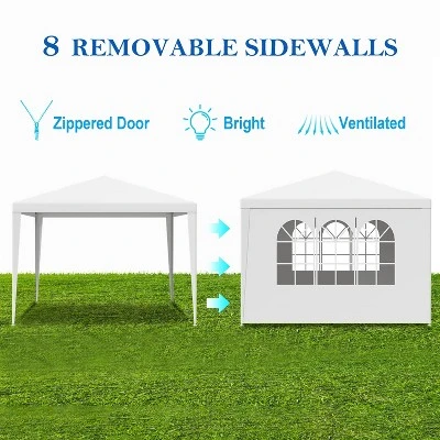 10'x10' Party Tent Commercial Gazebo Tent With 4 Removable Wall Window Zipper Door Portable Canopy Tent For Outdoor Event Wedding Party Bench 7 10'x10' Party Tent Commercial Gazebo Tent With 4 Removable Wall Window Zipper Door Portable Canopy Tent For Outdoor Event Wedding Party Bench - Image 7