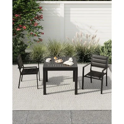 Aluminum 31"-63" Extendable Outdoor Dining Table Set For 4-6 Person, Expandable Patio Table With Aluminum Slat For Backyard, Deck 2 Aluminum 31"-63" Extendable Outdoor Dining Table Set For 4-6 Person, Expandable Patio Table With Aluminum Slat For Backyard, Deck - Image 2