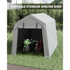 Motorcycle Storage Sheds 7x15 FT, Portable Shed With Rolled Up Zipper Door, Waterproof, Storage Tent Heavy Duty For Motorcycle, Garden Tools, Grey -Home Decor Store GUEST 3e3edfe9 f35a 4de7 9860 b4c6edecc991