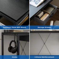 68" L Shaped Gaming Desk, Computer Desk With Power Outlets & LED Lights, Home Office Desk With File Drawer -Home Decor Store GUEST 3e977040 13a7 40c4 959f 4fa29a4661d5