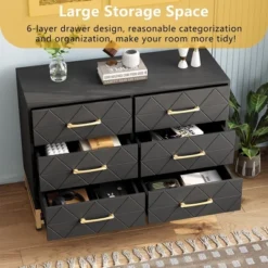 Dresser For Bedroom With 6 Drawer Double Dressers, Modern Wooden Dresser Chest, Beside Table -Home Decor Store GUEST 3f631dd2 cc06 4b71 9a88 42b4e03eb56a