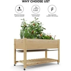 Wooden Raised Garden Bed With Legs,Elevated Raised Planter Box Outdoor For Growing Vegetables And Herbs,with Wheels-Enhanced Depth -Home Decor Store GUEST 3f7e8612 e507 46c4 ad08 9fd9712bca3a