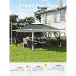 13x13FT Canopy Tent, Gazebo With Mosquito Netting, Adjustable Height Outdoor Gazebo