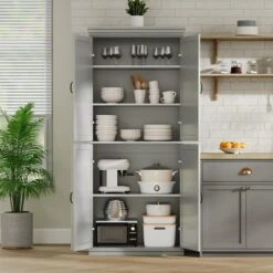 Tall Kitchen Pantry Cabinet, Storage Cabinet With 4 Doors & Adjustable Shelves, 70" Freestanding Cupboard, Tall Bathroom Linen Cabinet -Home Decor Store GUEST 402517b7 1745 4483 be2b 1ee3e33dfd71