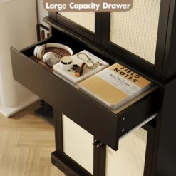 Kitchen Pantry Cabinet, Tall Storage Cabinet With Glass Doors And Adjustable Shelves, Freestanding Cupboard With Drawer For Bathroom, Dining Room, Living Room -Home Decor Store GUEST 40b53bdd 0bd1 40cd ab88 c3eaba3a9d68