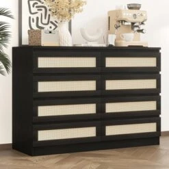 8 Drawer Double Dresser For Bedroom, Rattan Chest Of Dressers, Modern Wooden Dresser Chest -Home Decor Store GUEST 40c3132b 42ab 4144 a844 80af19ff4c8b