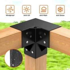 Pergola Bracket Set For 6"x6" (Actual 5.6"x5.6") Timber, 4-Piece 3-Way Heavy-Duty Steel Corner Brackets For Gazebos And Patio Structures -Home Decor Store GUEST 41d1b7dd 8b6a 4315 a1c5 d4a6f901afa3