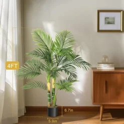 Golden Cane Palm Artificial Tree,4ft Fake Tropical Palm Plant, Pre Potted Faux Greenery Plant For Indoor Outdoor Home Decor Office House(Set Of 2) -Home Decor Store GUEST 4266b729 d262 4bc3 87ed 012f545fce2e