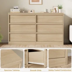 Garvee 6 Drawer Dresser For Bedroom, Natural Double Dresser Organizer With Concave Handles, Modern Chest Of Drawers For Bedroom, Living Room, Nursery -Home Decor Store GUEST 42dcbffa 742f 4257 9c1b e4171eccf16b 1
