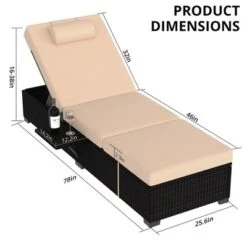 Outdoor PE Wicker Chaise Lounge Chairs Set Of 2 Patio Brown Rattan Reclining Chair Adjustable Backrest Pool Sunbathing Recliners With Cushion Cover -Home Decor Store GUEST 434ee510 32e4 47b7 8935 c5775e4897fa