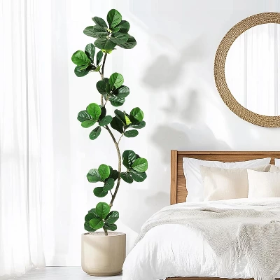 Whizmax Artificial Fiddle Leaf Fig Tree, Faux Trees With Fake Plants Fiddle Leaves Greenery With White Planter For Home Office Decor 8 Whizmax Artificial Fiddle Leaf Fig Tree, Faux Trees With Fake Plants Fiddle Leaves Greenery With White Planter For Home Office Decor - Image 8