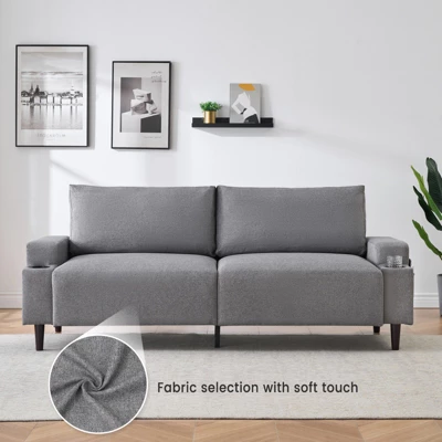 Loveseat Sofa Couch For Living Room, 80" Modern 2-Seater Couch £¬Comfy Mid Century Modern Couch For Bedroom, Office, Apartment, Grey 5 Loveseat Sofa Couch For Living Room, 80" Modern 2-Seater Couch £¬Comfy Mid Century Modern Couch For Bedroom, Office, Apartment, Grey - Image 5