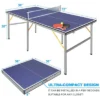 6FT Mid-Size Table Tennis Game Set - Indoor/Outdoor Portable Table Tennis Game With Net, 2 Table Tennis Paddles And 3 Balls,Stable Structure