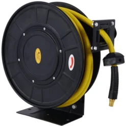 Air Hose Reel 3/8 In 50 Ft Retractable Hybrid Hose Heavy Duty Steel Air Compressor Hose Reel Max 300PSI Quick Coupler Swivel For Ceiling Wall Mount