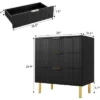Modern 3 Drawer Dresser For Bedroom, Large Nightstand Chest Of Drawers, Modern Wood Storage Dresser Organizer With Gold Metal Handles