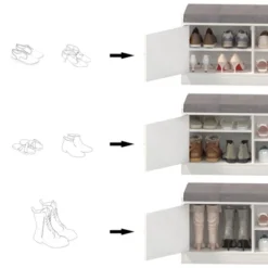 Shoe Storage Bench With 2 Door, Entryway Bench With Shoe Storage, Shoe Bench With Cushion, Adjustable Shelves, Shoe Rack For Entrance, Bedroom -Home Decor Store GUEST 4855fce1 0e79 445b 86e8 44cd8e0fc91f