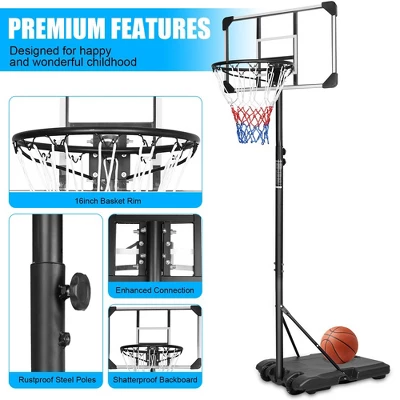 Portable Basketball Hoop Outdoor 28Inch Backboard And Wheels 5.6ft - 7ft Adjustable Height Basketball Stand For Indoor Outdoor Basketball Goal 3 Portable Basketball Hoop Outdoor 28Inch Backboard And Wheels 5.6ft - 7ft Adjustable Height Basketball Stand For Indoor Outdoor Basketball Goal - Image 3