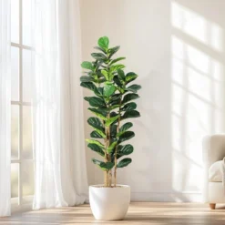 Whizmax Artificial Fiddle Leaf Fig Tree, Faux Trees With Fake Plants Fiddle Leaves Greenery With White Tall Planter For Home Office Decor -Home Decor Store GUEST 4c0364b3 7f68 4e71 93f9 1df8e084fb9b