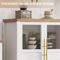 Sideboard Buffet Cabinet With Glass Doors, 29" Large Buffet Cabinet With Storage, Modern Farmhouse Storage Cabinet Table -Home Decor Store GUEST 4c3c99de 9f10 4394 8c2b 365157529c11