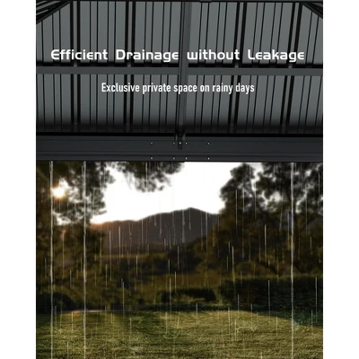 12'x12' Hardtop Gazebo For All Weather With Double Metal Roof, Aluminum Alloy Frame, Net, And Curtain; Perfect For Patio, Deck, And Backyard. Gray. 5 12'x12' Hardtop Gazebo For All Weather With Double Metal Roof, Aluminum Alloy Frame, Net, And Curtain; Perfect For Patio, Deck, And Backyard. Gray. - Image 5