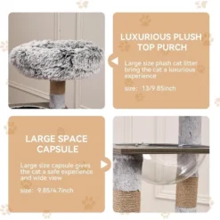 Modern Cat Tree With Litter Box Enclosure And Large Platform, All-in-One Cat Furniture With Space Capsule，Food Station And Hammocks, Gray -Home Decor Store GUEST 4c5a9f6c d850 4b5a 923d 60b9c49e0ca3