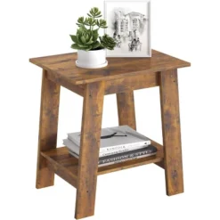 Farmhouse End Table – Rustic 2-Tier Side Table With Storage Shelf, Narrow Nightstand, Minimalist Accent Table For Living Room And Bedroom -Home Decor Store GUEST 4c9452d9 0cff 43f1 b06b d3346a52a7a0