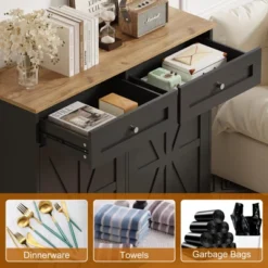 Tilt Out Trash Cabinet 20 Gallon,Hidden Wooden Trash Can Cabinet, Farmhouse Laundry Hamper Cabinet -Home Decor Store GUEST 4d082356 97ba 4b87 86db bfa9dfed13fe