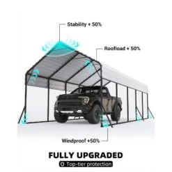 13'x26'x11' Oversized Metal Carport, Steel Heavy Duty Carport For All-Weather, Permanent Shelter For Boats, Pickup Trucks, And Tractors, N.W. 780 Lbs -Home Decor Store GUEST 4d389316 aced 4052 b836 659e667ebb61