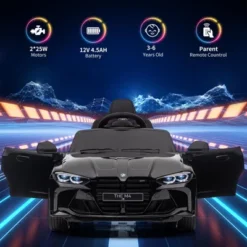 12V Electric Ride On Car W/RC,Licensed By BMW M4 Toddler Electric Vehicle For 37-83 Months,Power Wheels For Boys Girls