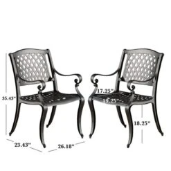 Dining Chairs Set Of 2, Mesh-style Backrest Seat Arm Chairs, Aluminum Arched Indoor Outdoor Patio Floral Accent Side Chairs For Backyard Garden -Home Decor Store GUEST 4fce9cb3 1550 413f a5d1 971ff01db2e1