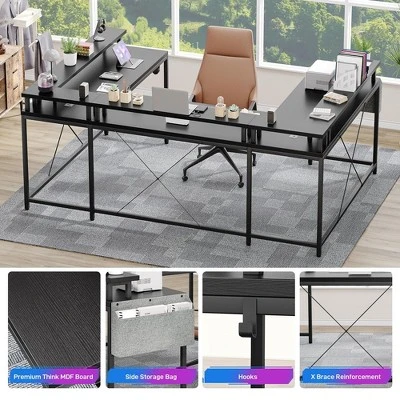 U Shaped Computer Gaming Desk, Reversible L Shaped Desk With Power Outlets 7 U Shaped Computer Gaming Desk, Reversible L Shaped Desk With Power Outlets - Image 7