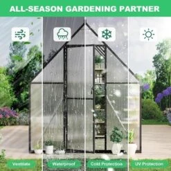 Aluminum-Framed Greenhouse, Heavy Duty Polycarbonate Greenhouse With Quick Setup Structure And Roof Vent, Enhanced Aluminum GreenhouseKit For Outdoor -Home Decor Store GUEST 5297cac4 166e 4050 8b0a 5f09900124d4